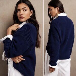 Banana Republic Oversized Navy 100% Cotton Sweater
